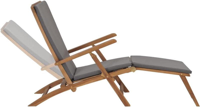 vidaXL Teak Massiv Liegestuhl mit Auflage Klappbar Sonnenliege Gartenliege Deckchair Gartenmöbel Hol