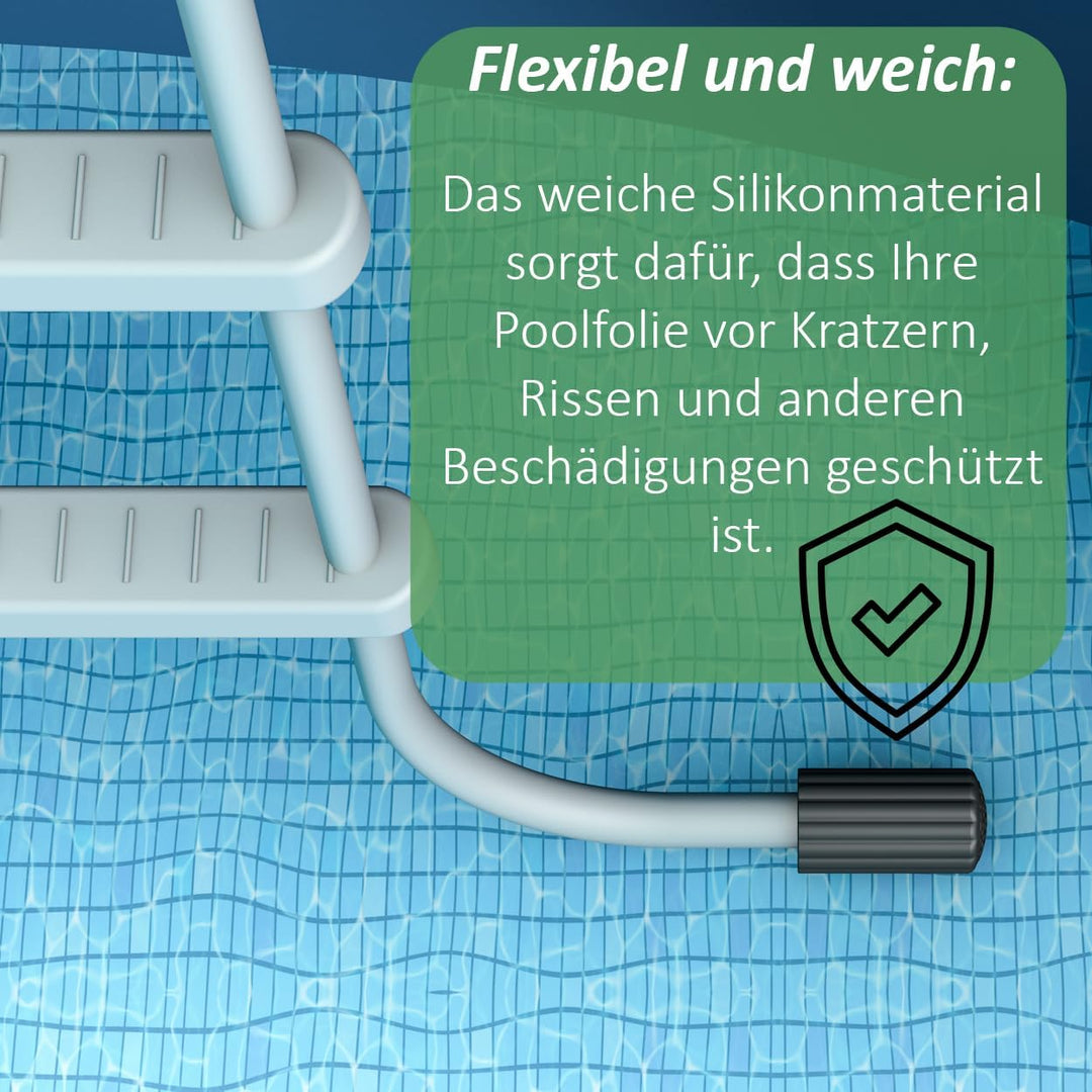 PoolFeet Universelle Silikon Schutzkappen für Poolleiterfüsse, Schützt die Poolfolie vor Beschädigun