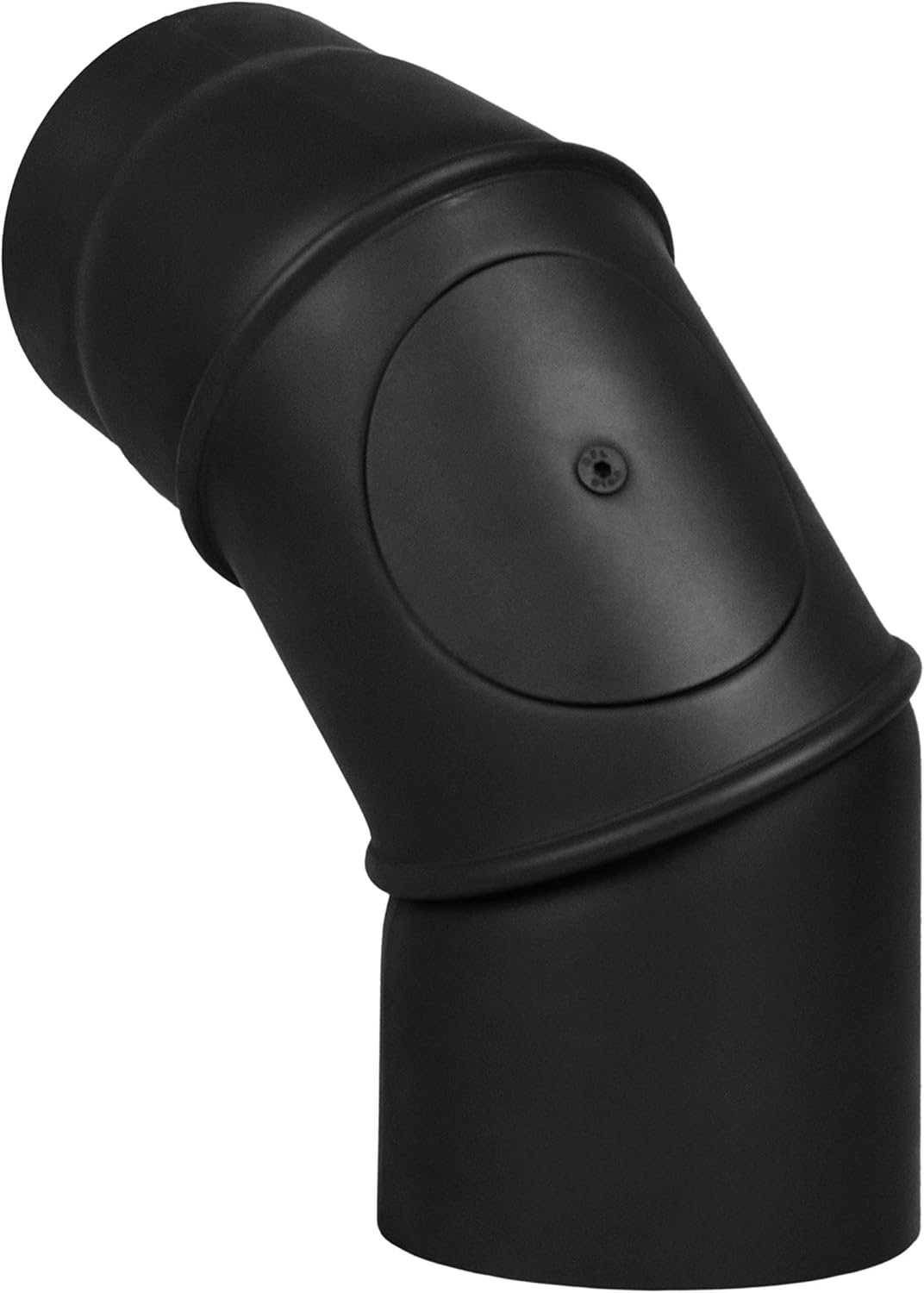 LANZZAS Ofenrohr Bogen 0-90° Grad verstellbar mit Tür, im Durchmesser, DN Ø 150 mm, Farbe: schwarz-m