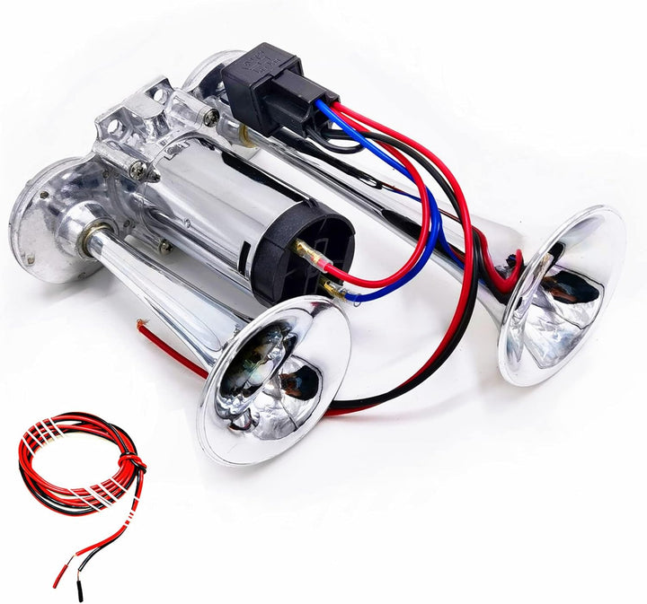 YIYIDA Elektrische Hupe Car Horn 24V Autohupe Air Horn 165db Schiffshupe Trompete Bootshupe Silber H