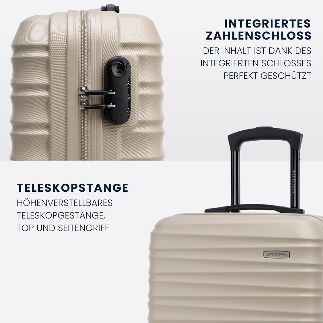 WITTCHEN Reisekoffer 3er Koffer-Set Rollkoffer Trolley Handgepäck Hartschale aus ABS mit 4 Spinner-R