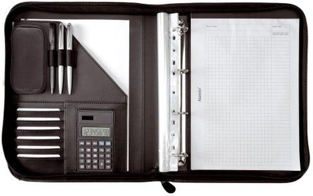 Alassio Herren Ringbuchmappe A4 Riccione Lederimitat schwarz