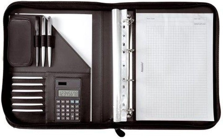 Alassio Herren Ringbuchmappe A4 Riccione Lederimitat schwarz