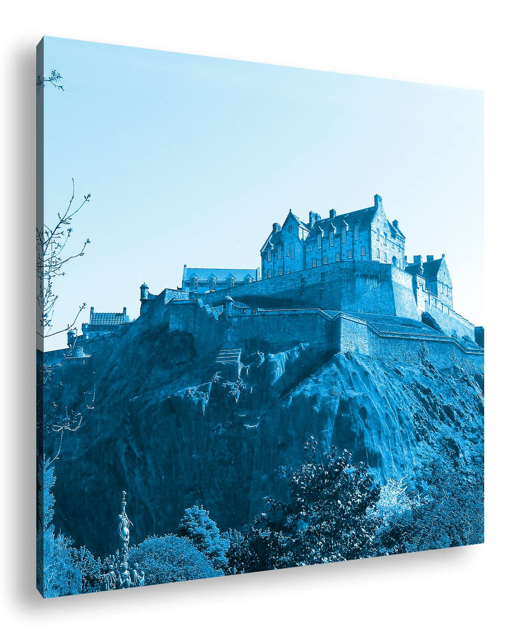 deyoli Burg in Edinburgh Schottland Format: 70x70 Effekt: Monocrome Blau als Leinwandbild, Motiv fer