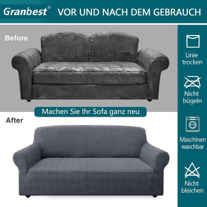 Granbest Stilvolle Rhombus Dicker Sesselbezug Hoher Stretch Stuhlüberzug 1-Sitzer Couchbezug für Kin
