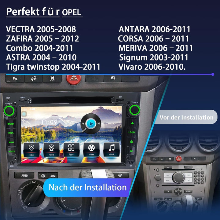 Android Autoradio mit CarPlay für Opel Corsa D/Astra H/Zafira B/Corsa C/Vectra C [Android 14.0, 4+64