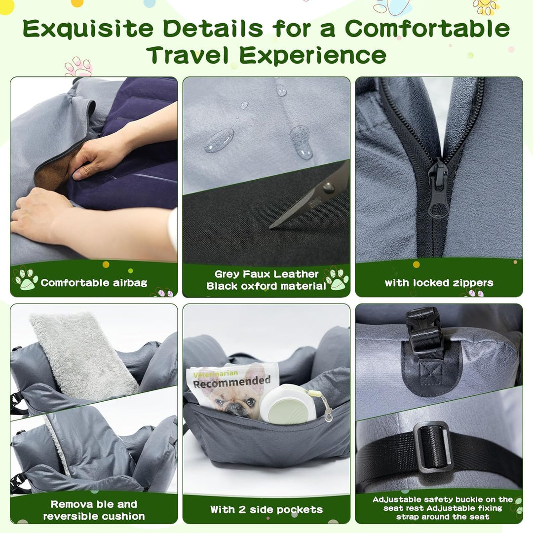 Hundesitz Auto, Abnehmbarer Airbag Design Grau Wasserdicht Hunde Autositz Gepolsterter, Beifahrersit