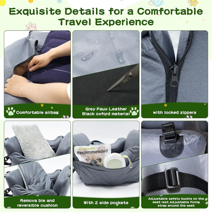 Hundesitz Auto, Abnehmbarer Airbag Design Grau Wasserdicht Hunde Autositz Gepolsterter, Beifahrersit