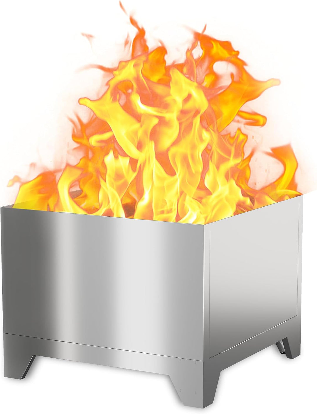 50 cm Rauchfreie Feuerschale Edelstahl, Feuerstelle Outdoor Camping Fire Pit, Quadratisch Feuerschal