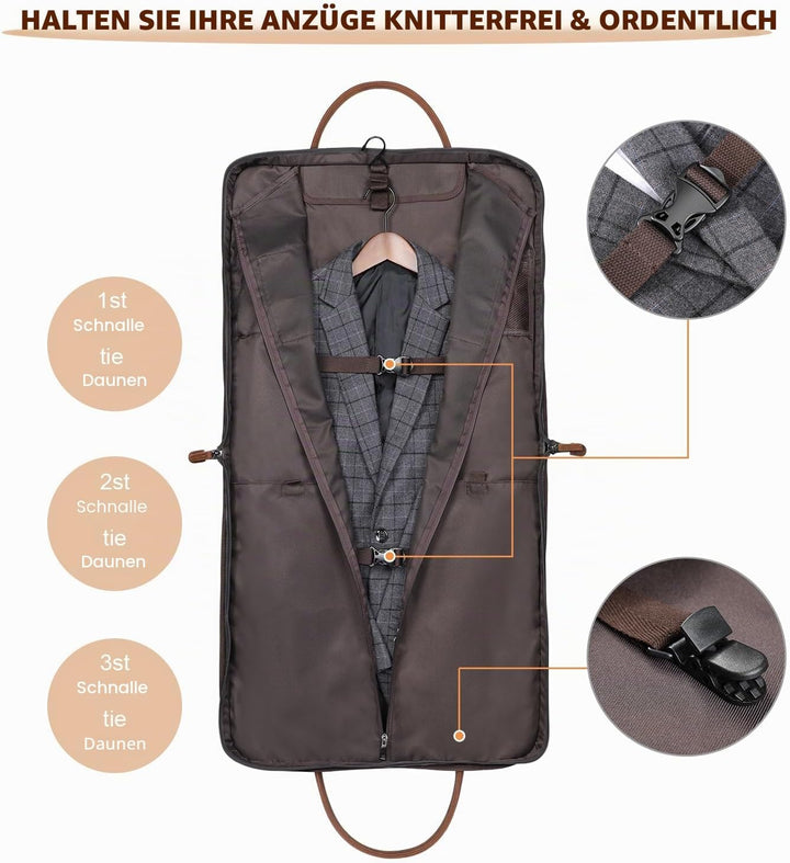 S-ZONE Herren Kleidersack Anzugtasche Canvas Kleidertasche für Geschäftsreisen L Grey-l, L Grey-l