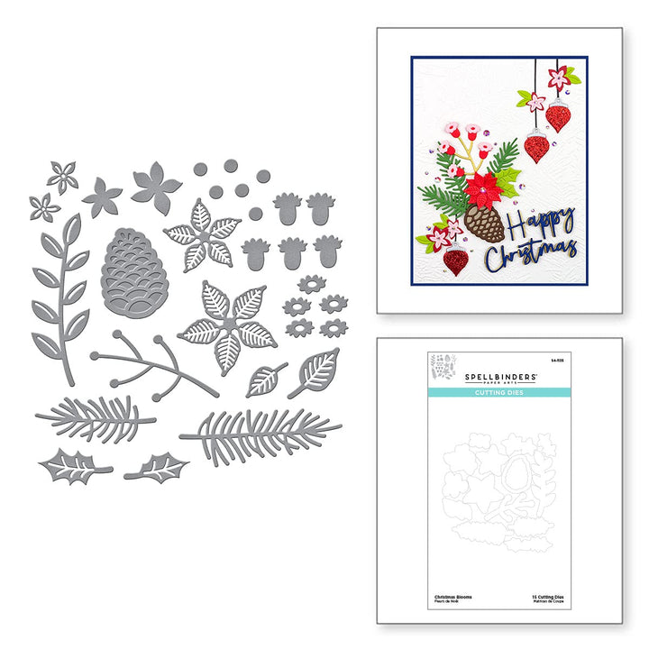 Spellbinders Christmas Blooms Tis The Season Collection Stanzformen, Metall, geätzt