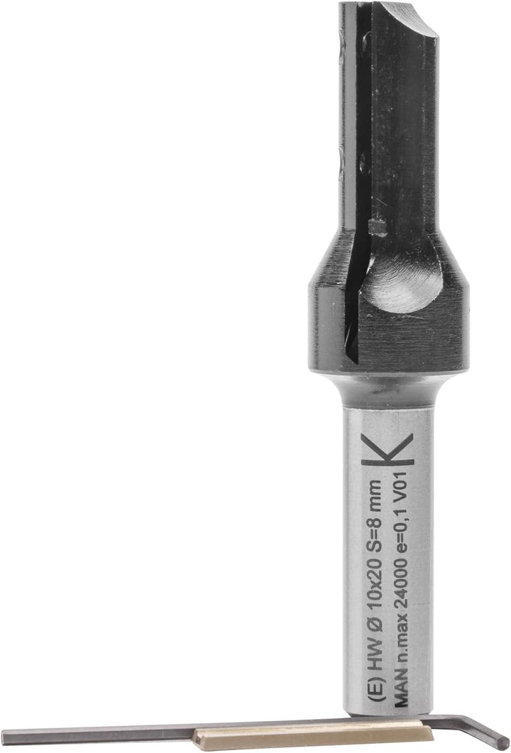 ENT 20041 Wendeplatten - Nutfräser HW, Schaft (S) 8 mm, Durchmesser (D) 10 mm, NL 20 mm, Z1, GL 63 m