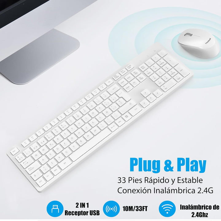 LeadsaiL Kabellose Tastatur und Maus, ergonomische kabellose Tastatur und Maus, Spanisch QWERTY, vol