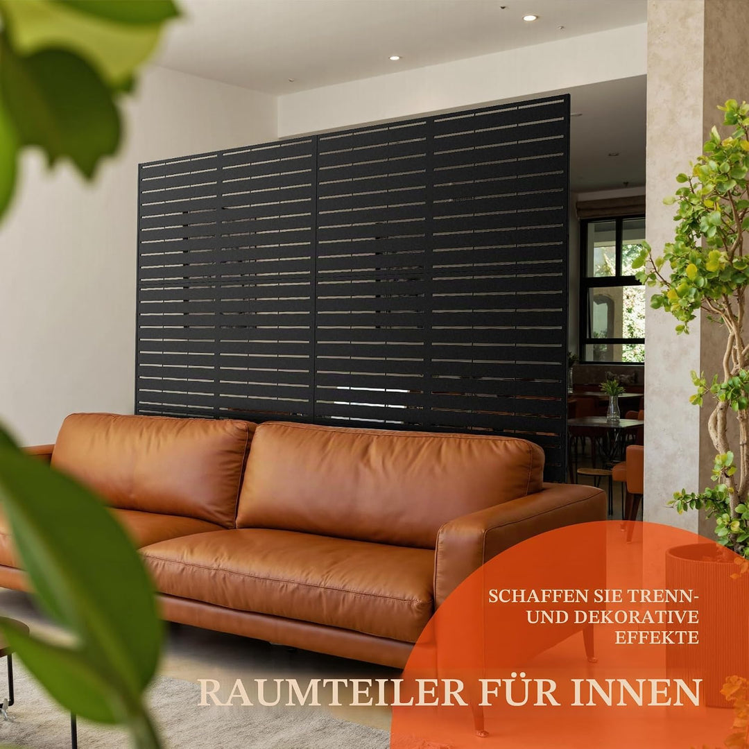 GarveeTech Paravent Outdoor, 120x180cm Freistehender Sichtschutz aus Stahl, Windschutz für Terrasse