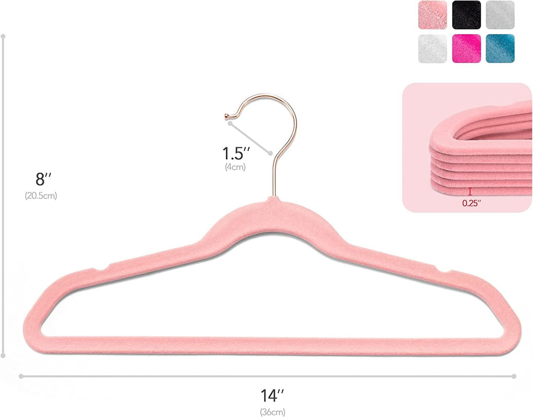 HOUSE DAY 60 Stück Kinder kleiderbügel Samt（35.5cm breit）— Rosa Kinderkleiderbügel Samt Kleiderbügel