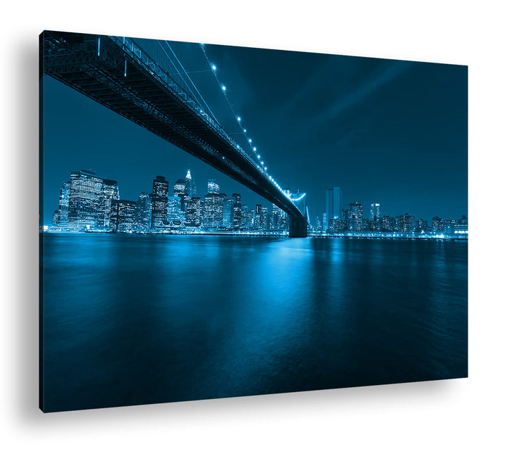 deyoli Brooklyn Brücke mit atemberaubenden Blick auf New York Format 100x70 Effekt: Monocrome Blau a