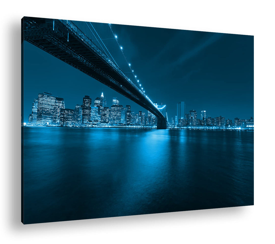 deyoli Brooklyn Brücke mit atemberaubenden Blick auf New York Format 80x60 Effekt: Monocrome Blau al