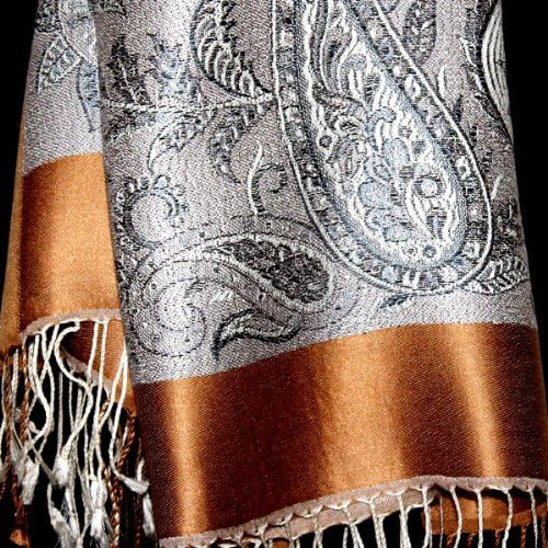 Lorenzo Cana Pashmina Damen Schal Schaltuch jacquard gewebt 100% Seide 55 x 180 cm Paisleymuster Sei