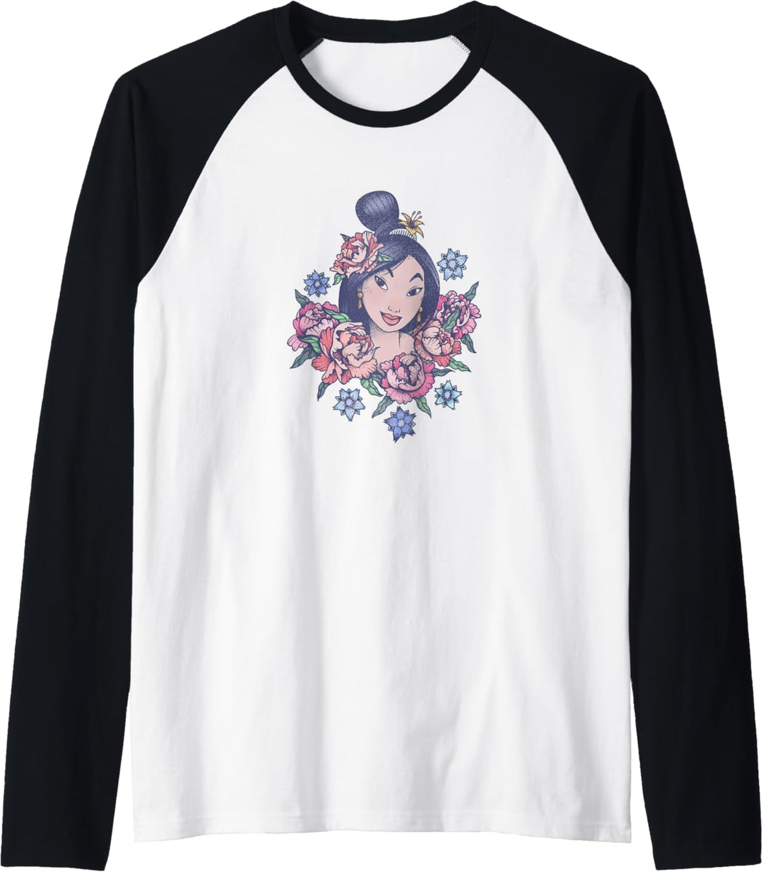 Disney Mulan Floral Portrait Vintage Raglan
