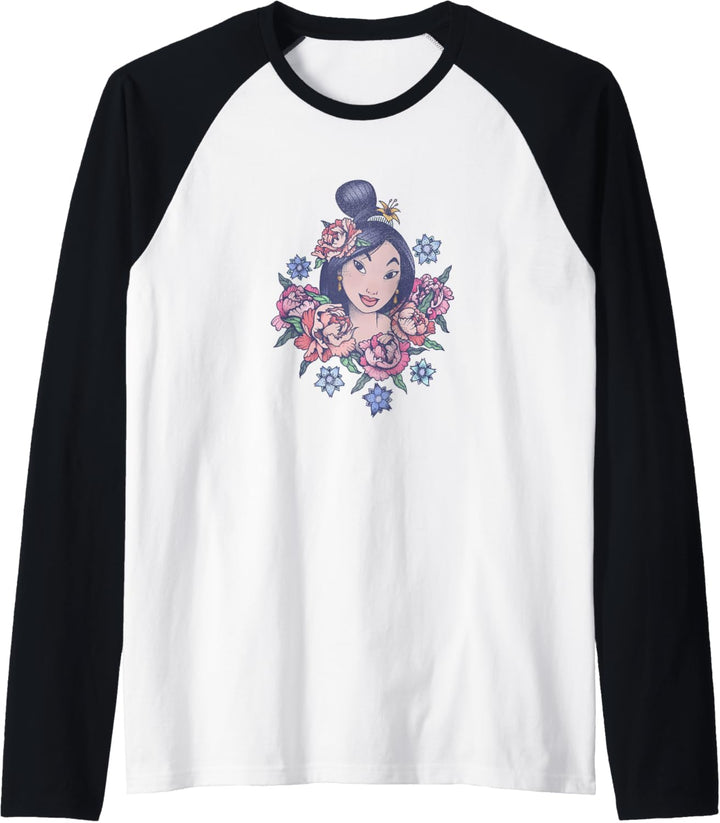 Disney Mulan Floral Portrait Vintage Raglan