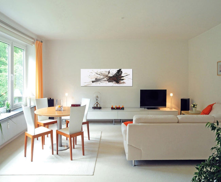 Paul Sinus Art Panoramabild auf Leinwand und Keilrahmen 150x50cm Malerei schwarz rot abstrakt