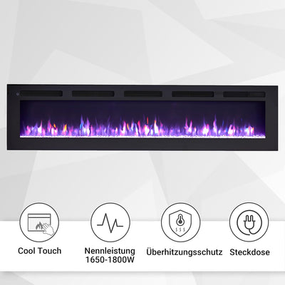 BALDERIA Leif 70" Elektrokamin - Elektrischer Stand-, Wand- oder Einbaukamin mit Heizung 1000/2000 W