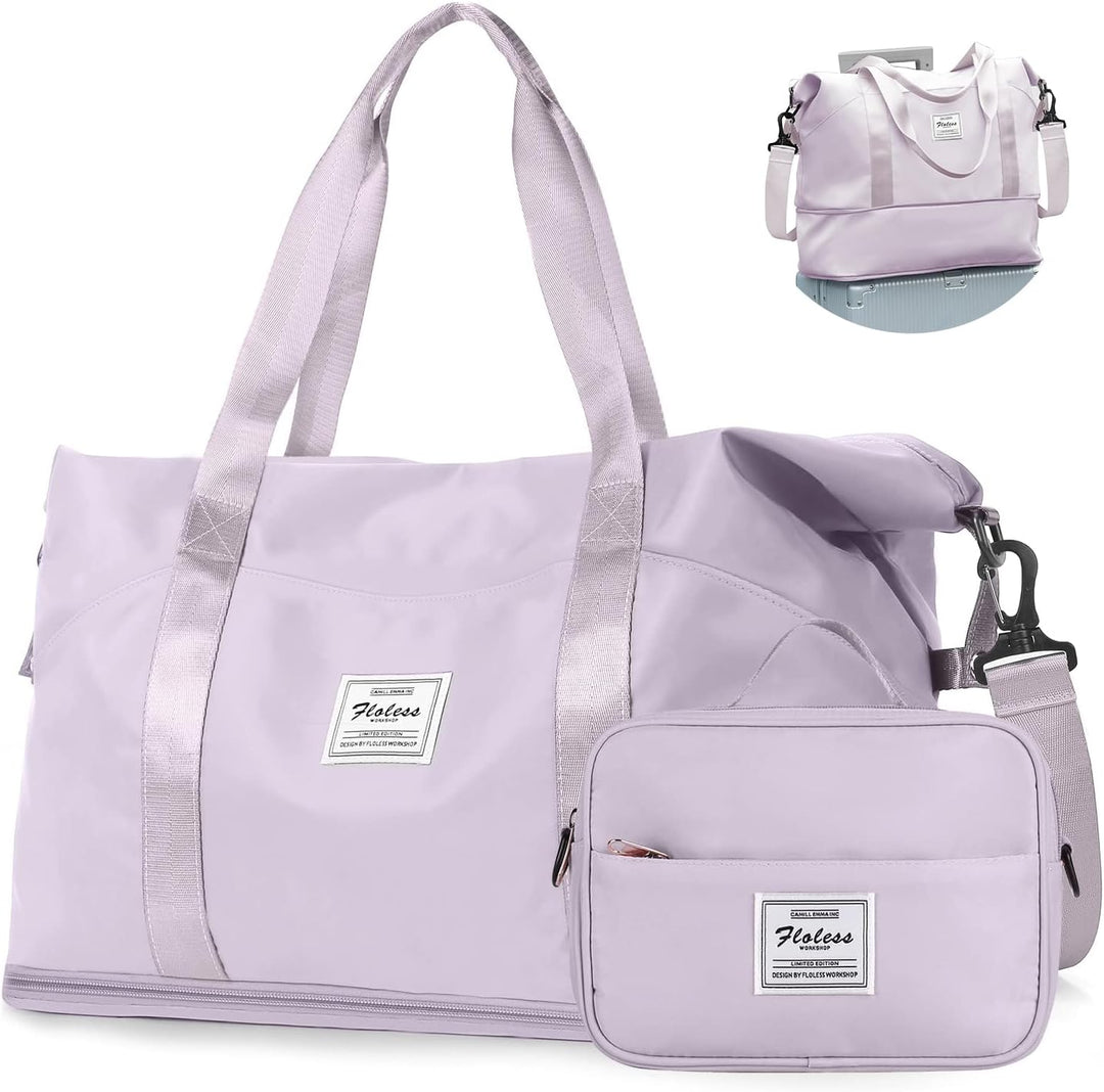 Reisetasche Damen Sporttasche mit Kulturbeutel 40x20x25 Ryanair Handgepäck Tasche Weekender Bag Schw