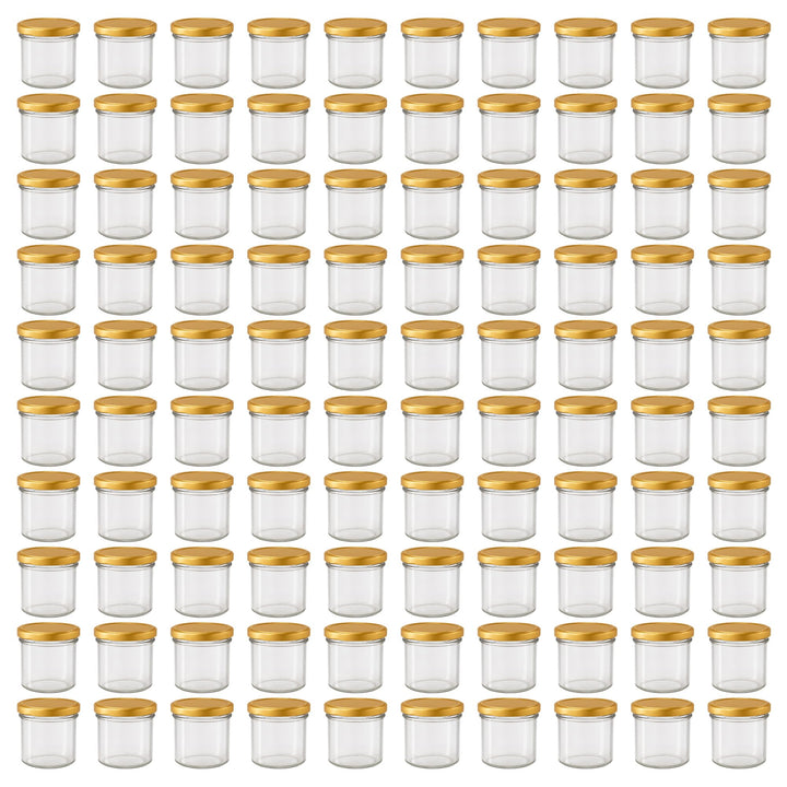 Vitrea 100x Marmeladengläser 125 ml - mit Deckel Gold TO 66 - Einmachgläser zum befüllen mit Schraub