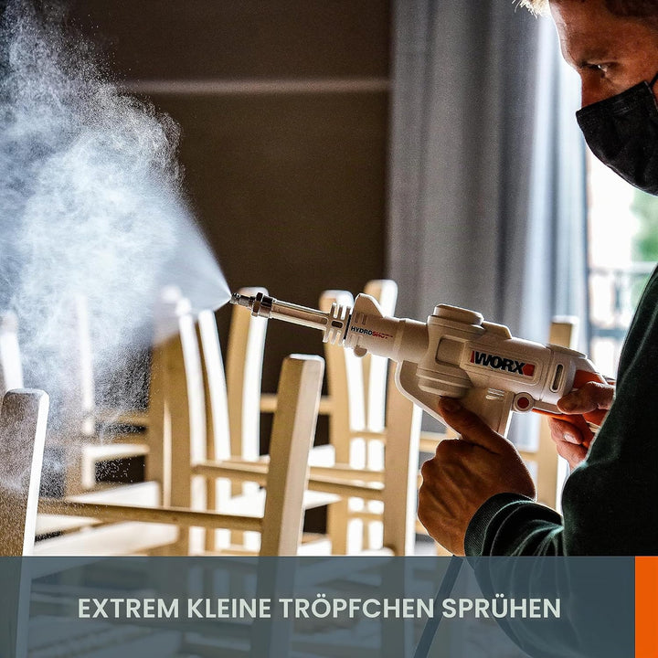 WORX WP650E Hydroshot Akku Drucksprühgerät 20V mit feinem Sprühnebel und 1L Flaschentank – inkl. 2Ah