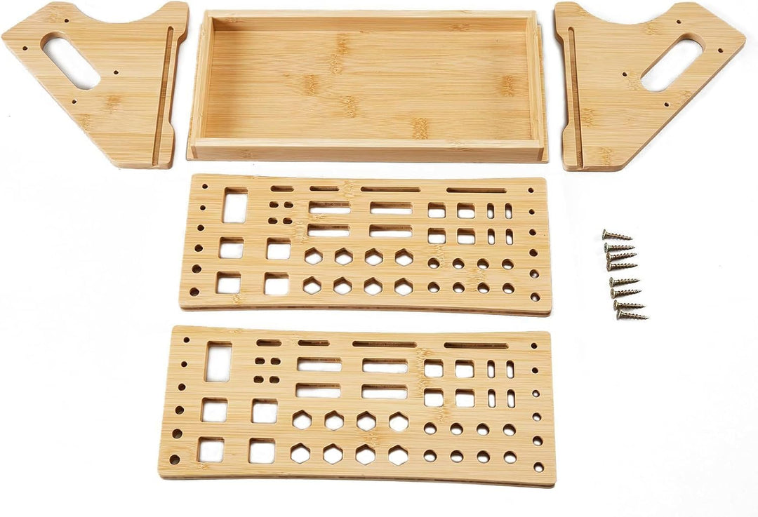 Schraubendreher Halter - 53-Loch Holz Aufbewahrungsregal mit Tablett | Desktop Werkzeugorganizer - F