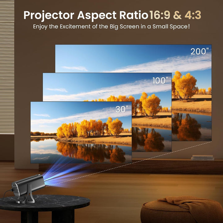 Mini Beamer 4K 1080P Full HD, Smart Projektor Tragbarer Heimkino Outdoor Grau, Grau
