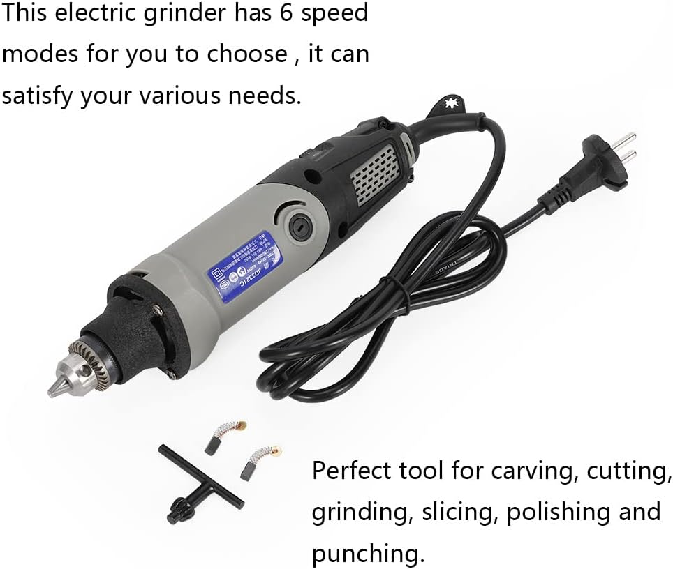 400W Elektrisch Schleifer, 220V Mini-Stabschleifer Bohrmaschine 6 Positionen Drehwerkzeug mit Variab