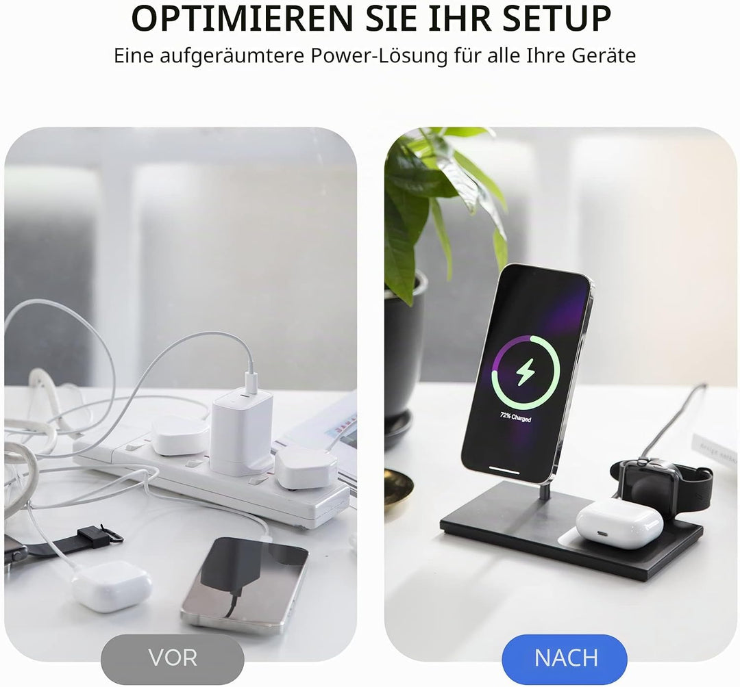 Native Union Snap 3-in-1 Magnetic Wireless Charger - Ladestation für iPhone 14/13 / 12 &amp; Watch Ultra