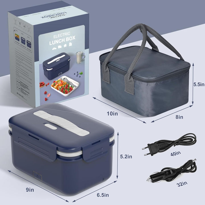 100W Elektrische Lunchbox Erwachsene, 3-in-1 12/24/220V Thermo Lunch box mit Besteck und Isolierter