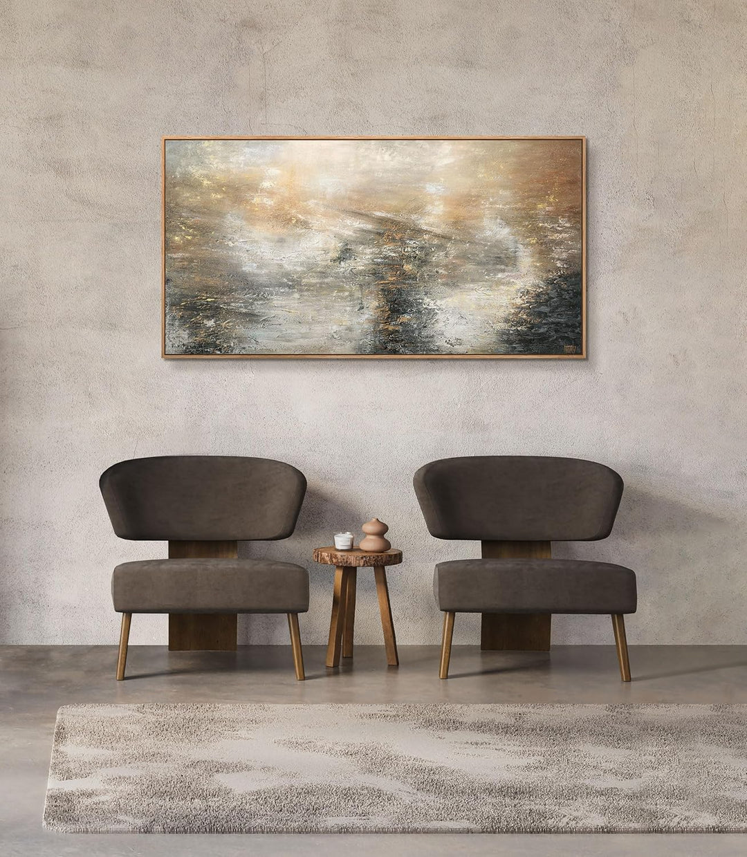 YS-Art Abstrakt Acryl Gemälde auf Leinwand Kraft der Elemente handgemalt Wandbilder Wohnzimmer moder