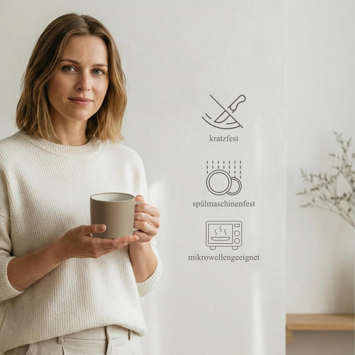 Hausfelder Dining Steingut Geschirr Set 4 Personen, Kaffeetassen Tassen 4-tlg, 4 Kaffeebecher Teetas