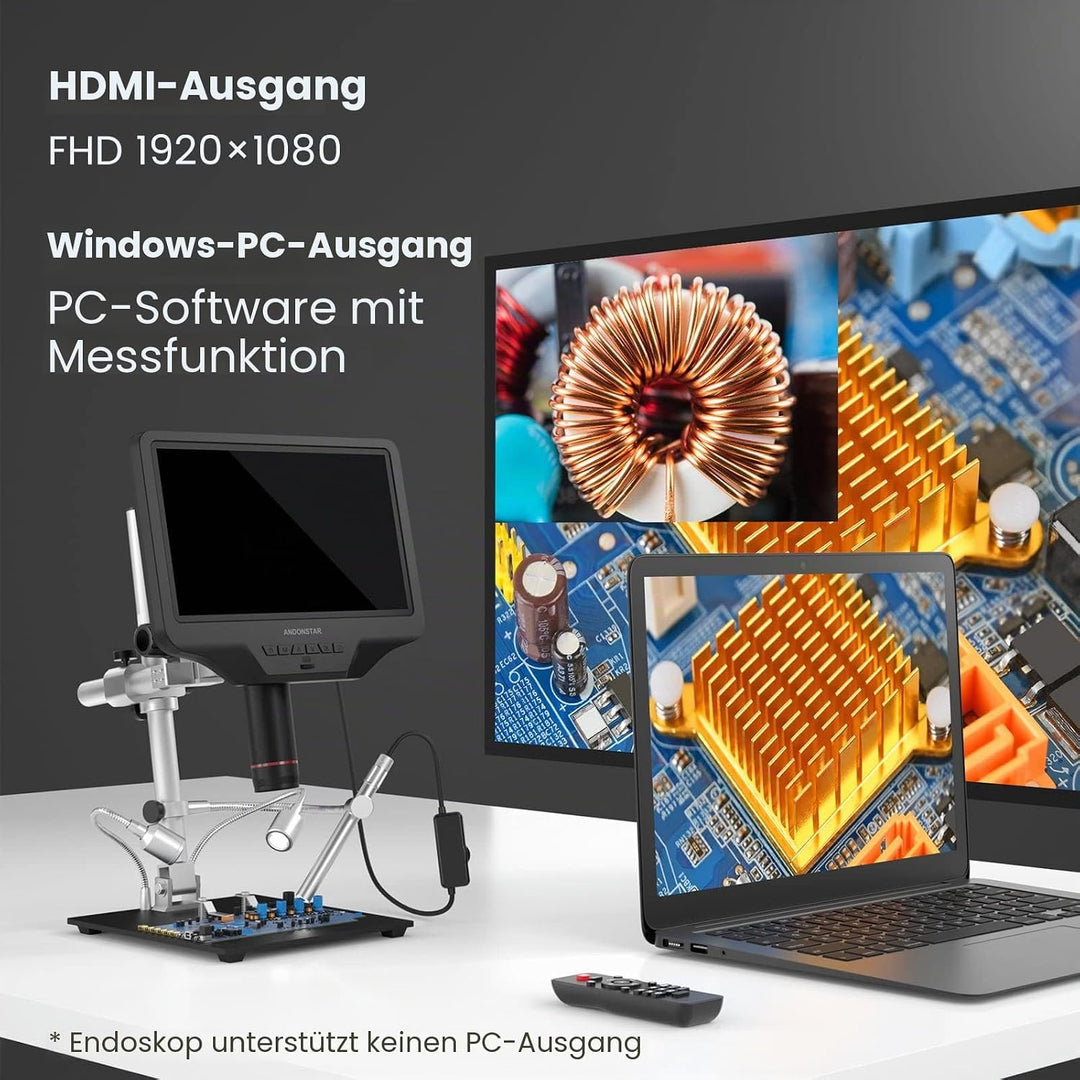 Andonstar AD409 Pro HDMI Digitales Mikroskop mit Endoskop, 10,1 Zoll LCD-Bildschirm Lötmikroskop, 30