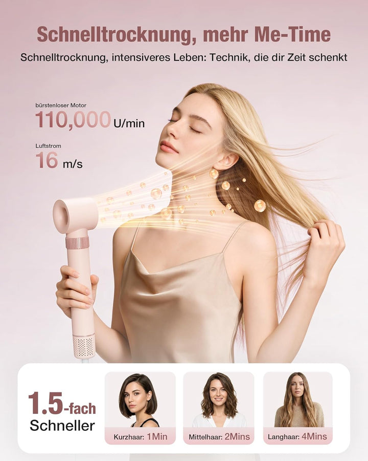 6-in-1 Hairstyler, Airstyler, Lockenstab, 110000 U/Min Hochgeschwindigkeit Lonen Föhn Locken oder Gl