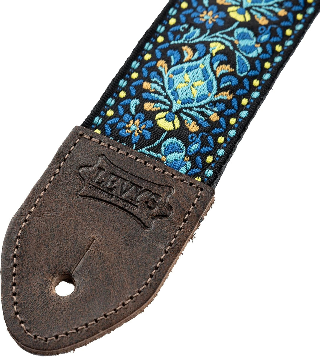 Levy's Leathers 2" Vintage Hootenanny Jacquard Weave Guitar Strap with Garment Leather Backing (M8HT