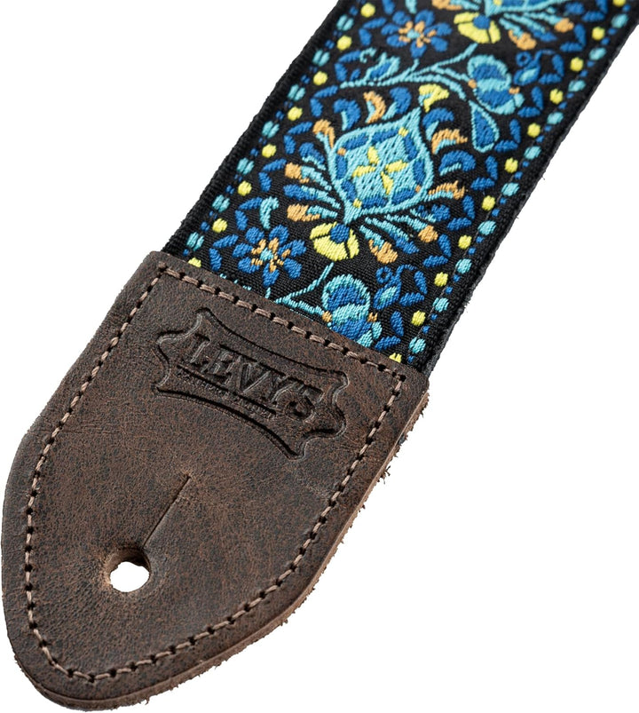 Levy's Leathers 2" Vintage Hootenanny Jacquard Weave Guitar Strap with Garment Leather Backing (M8HT