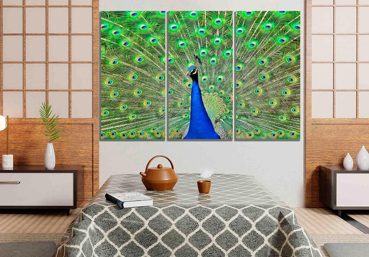 Pfauen-Leinwand-Kunstdrucke, abstrakte blaue Bilder, Vogel-Kunstwerk für Zuhause, Büro, Schlafzimmer