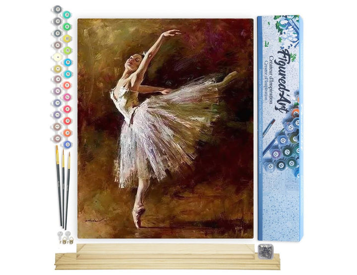 Figured'Art Malen Nach Zahlen Erwachsene Mit Rahmen Ballerina auf den Zehen - Paint by Numbers Baste
