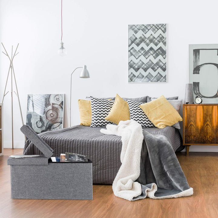 Relaxdays Sitzbank, mit Stauraum, faltbar, gepolstert, klappbarer Deckel, Flur, Wohn-& Schlafzimmer,