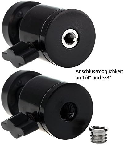 Photecs® Mini Stativkopf Kugelkopf Basic V2 mit 3/8" & 1/4"-Anschluss, montiert 360° drehbar (6er-Sp