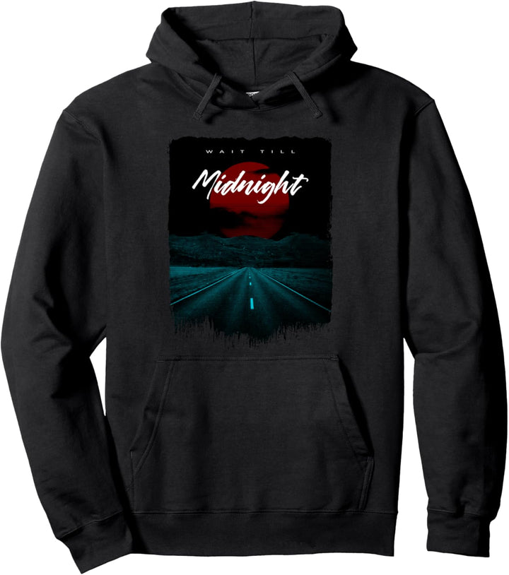 Strasse bei Sonnenuntergang Retrowave Synthwave Glitch Effekt Pullover Hoodie