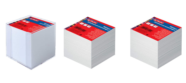 Herlitz Zettelkasten 9x9x9cm mit 700 Blatt weiss gefüllt (Transparent, Zettelkasten + 2 Ersatzzettel