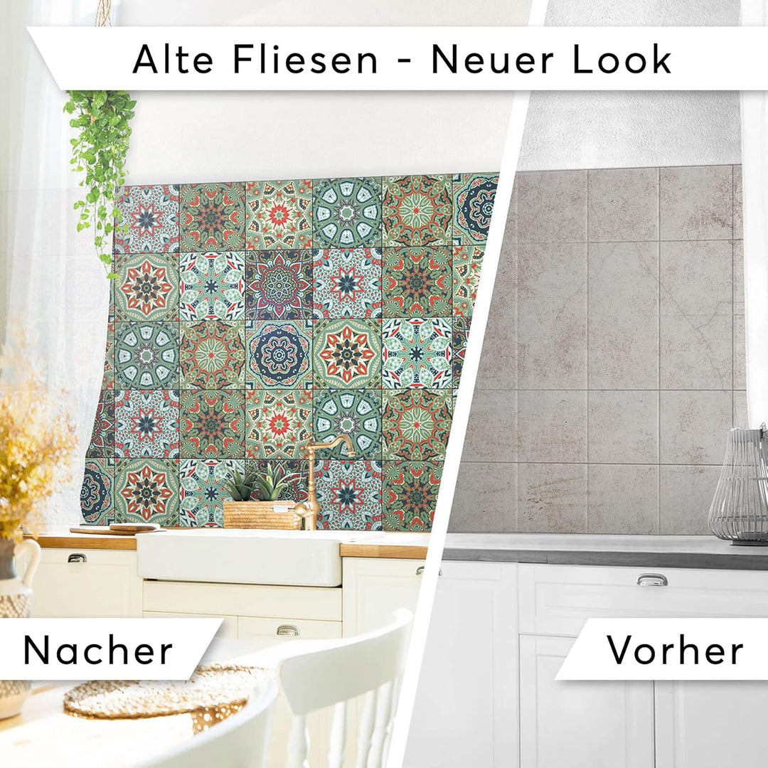 50 Stück Klebefliesen 20x20 cm für Bad und Küche - Fliesenfolie, Fliesenfaufkleber - Fliesensticker,
