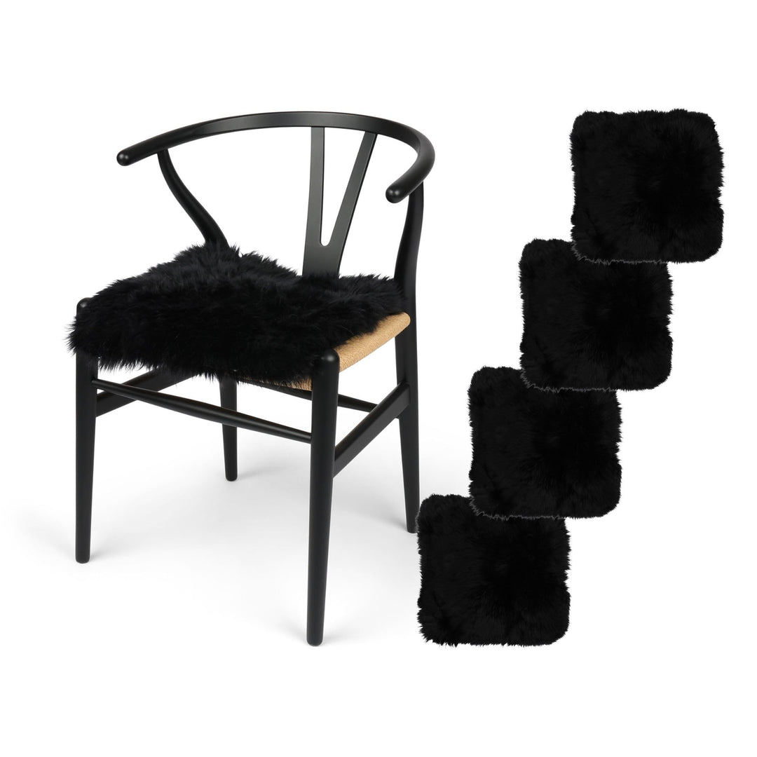 Nordic Sheep Lammfell Kissen 40x40 cm | 4er Pack | Weiches Fell für Stühle & Sofa | Gemütliches Sitz