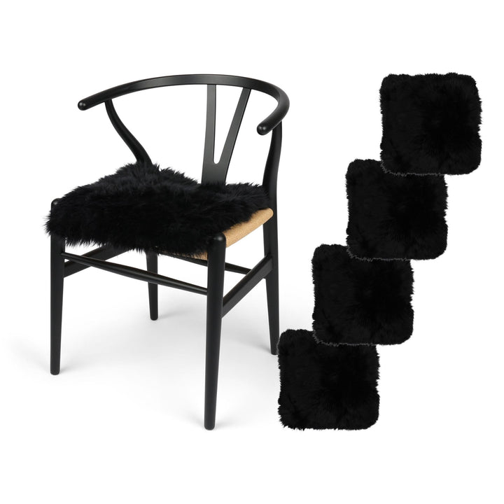 Nordic Sheep Lammfell Kissen 40x40 cm | 4er Pack | Weiches Fell für Stühle & Sofa | Gemütliches Sitz