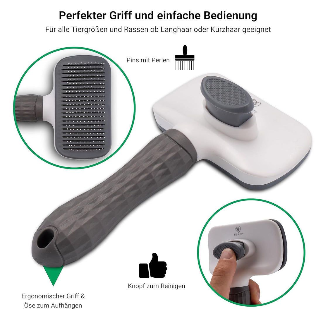 FinoPet 5er Set mit verschiedenen Hundebürsten/Katzenbürsten, XL Fusselrolle und Zeckenzange im Akti